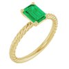 14K Yellow Chatham Created Emerald Ring Ref 10036133