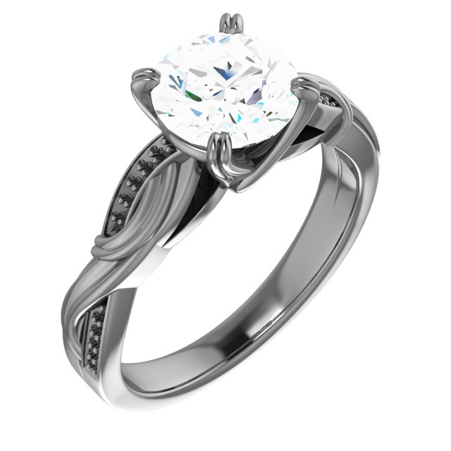 Sculptural-Style Accented Engagement Ring