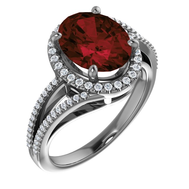 14K Rose Mozambique Garnet and .25 CTW Diamond Ring Ref 14014326