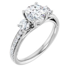 Three-Stone Accented Engagement Ring