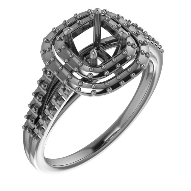 & Platinum  9x9 mm Cushion Engagement Ring Mounting