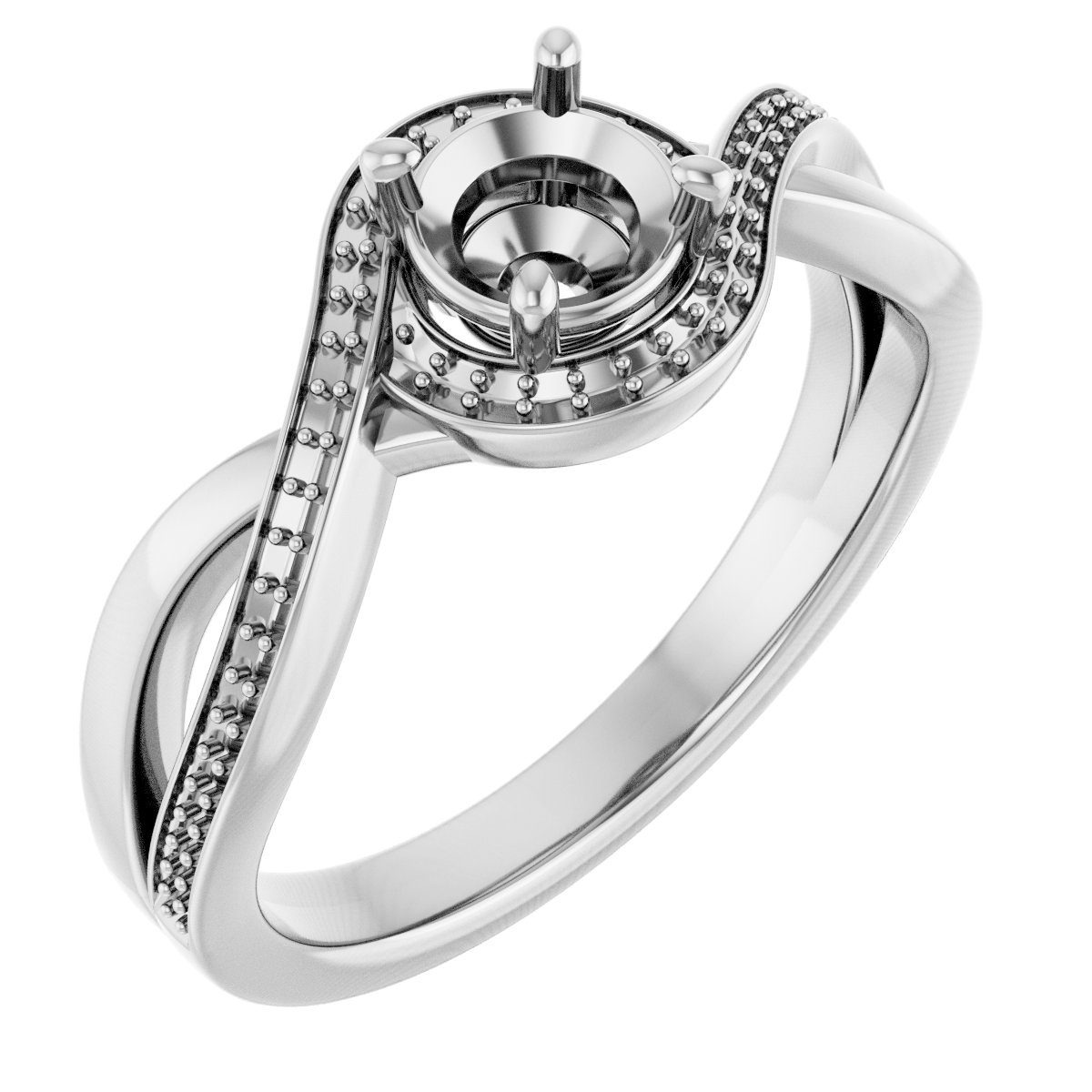 Halo-Style Bypass Engagement Ring