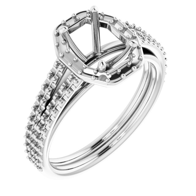 Halo-Style Double-Row Engagement Ring