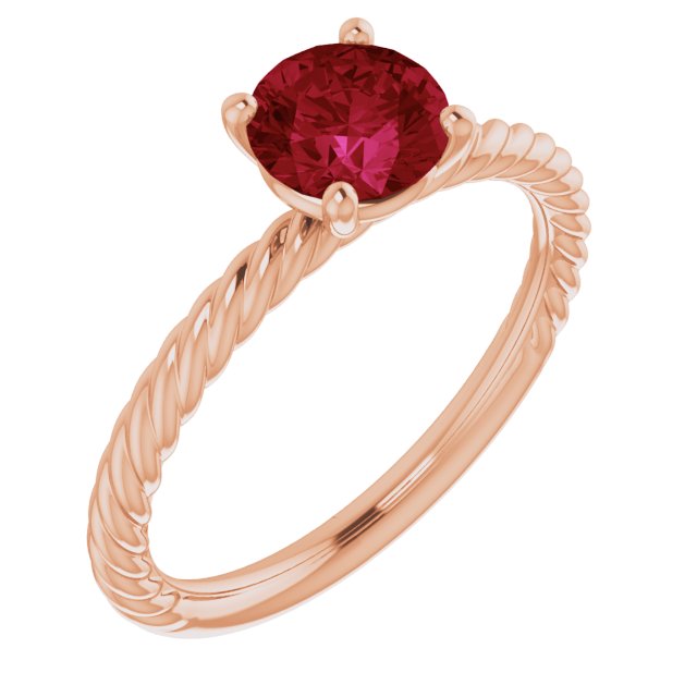 14K Rose Lab-Grown Ruby Ring