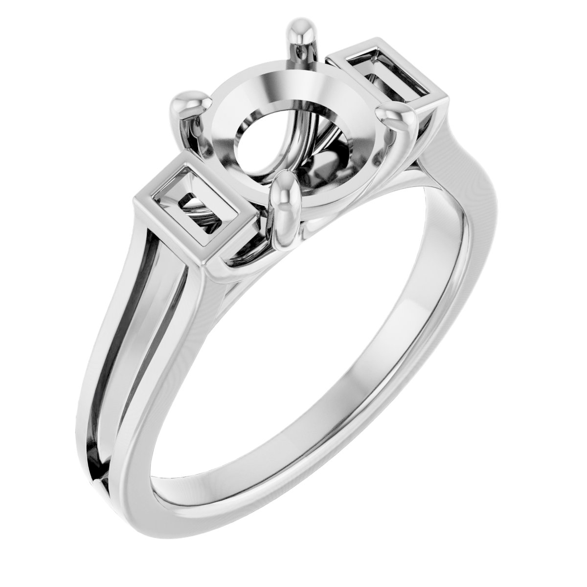 Baguette Accented Engagement Ring