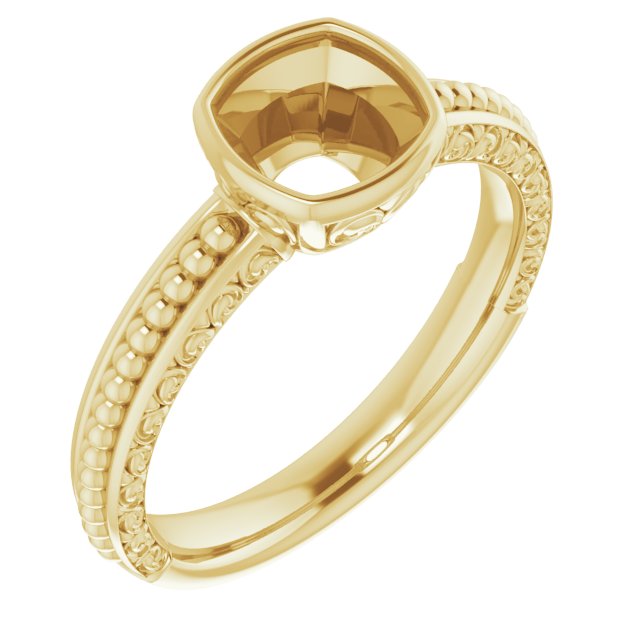 Beaded Bezel-Set Solitaire Ring