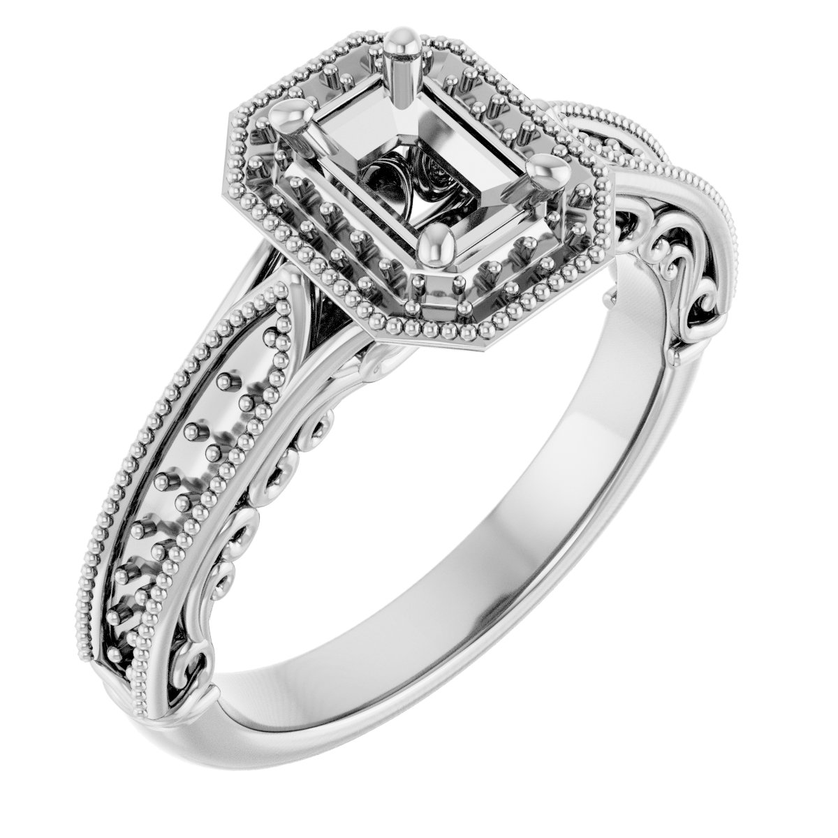 Halo-Style Vintage-Inspired Engagement Ring