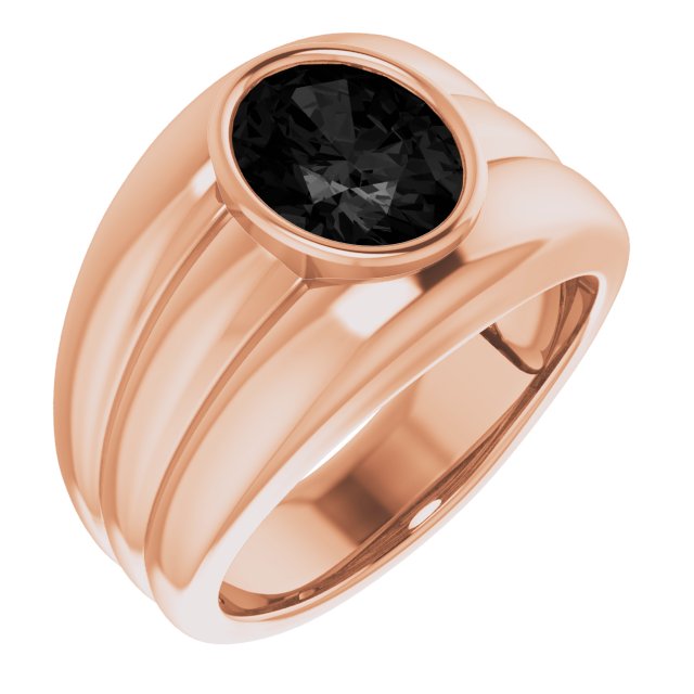 14K Rose Natural Black Onyx Bezel Ring