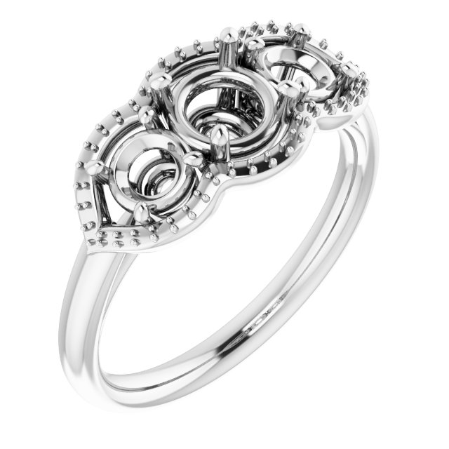 Three-Stone Halo-Style Engagement Ring