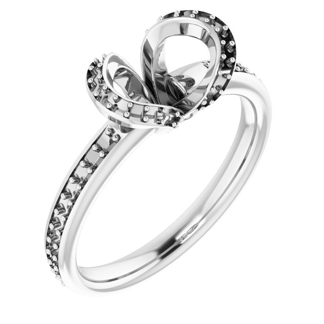 Half-Bezel Halo-Style Engagement Ring