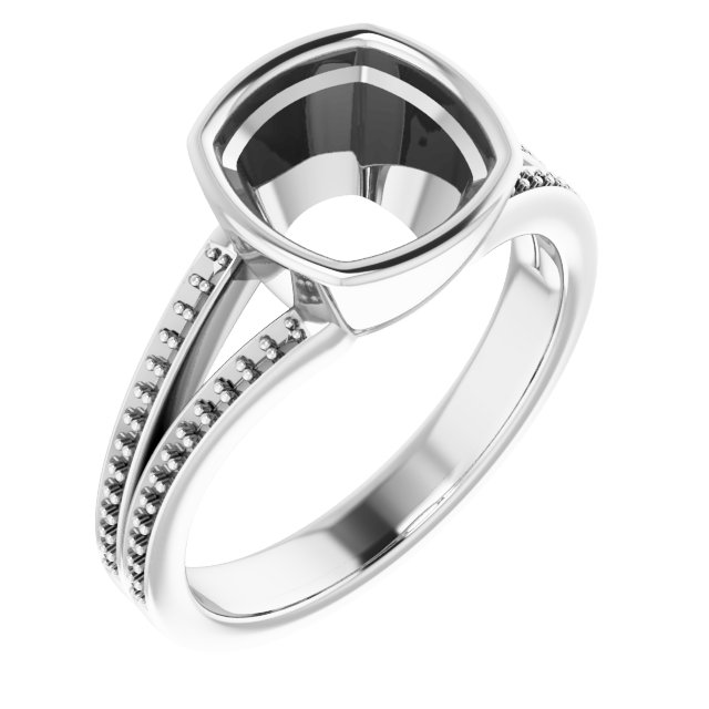 Bezel-Set Accented Split Shank Ring