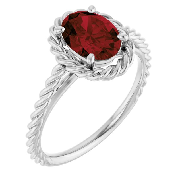 Sterling Silver Natural Mozambique Garnet Rope Ring  