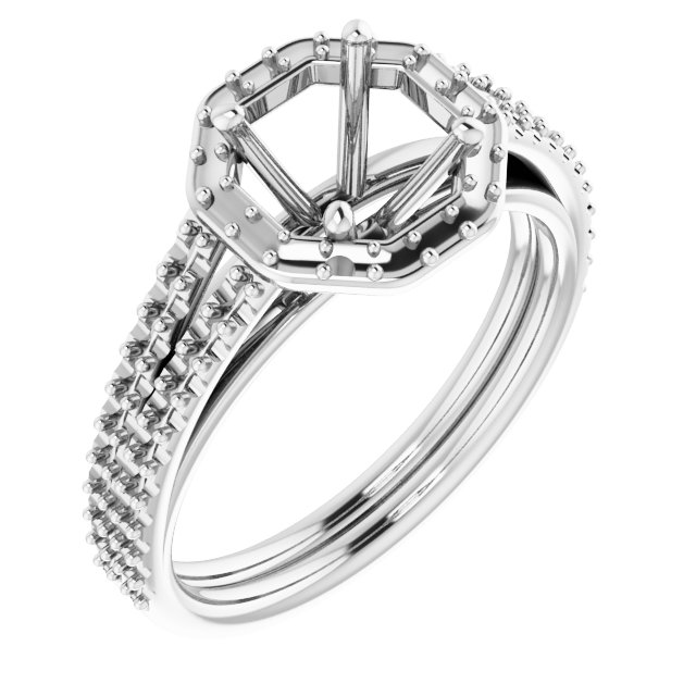Halo-Style Double-Row Engagement Ring