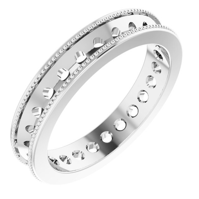 14K White 1.50 CTW Diamond Milgrain Eternity Band Size 7 Ref 12017288