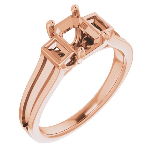 Baguette Accented Engagement Ring