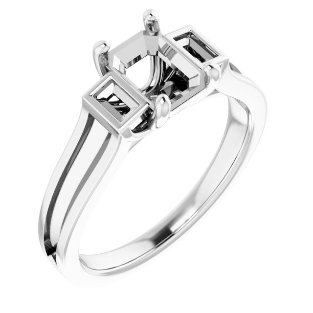 Baguette Accented Engagement Ring