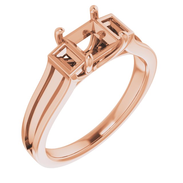 Baguette Accented Engagement Ring