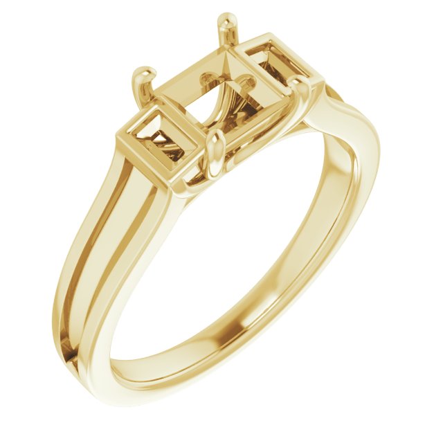 Baguette Accented Engagement Ring