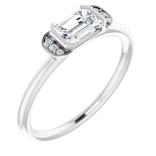 Platinum Natural White Sapphire & .02 CTW Natural Diamond Stackable Ring