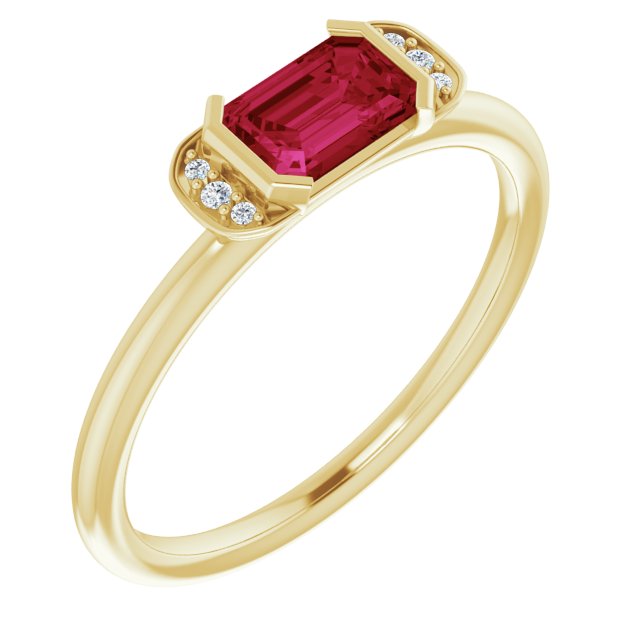 14K Yellow Natural Ruby & .02 CTW Natural Diamond Stackable Ring