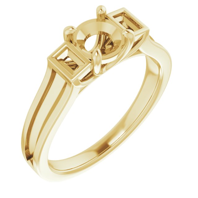 Baguette Accented Engagement Ring