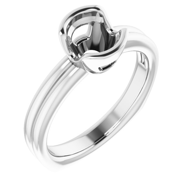 Grooved Half Bezel Solitaire Ring