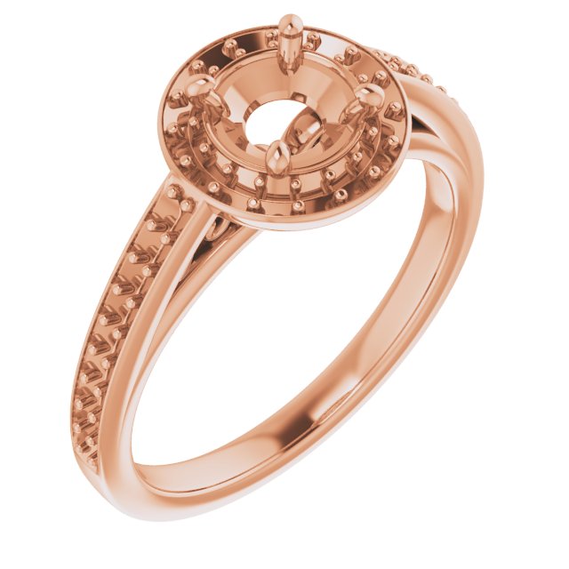 14K Rose Gold  5.8 mm Round Engagement Ring Mounting