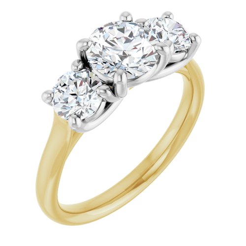 14K Yellow/White Round 1 ct Engagement Ring