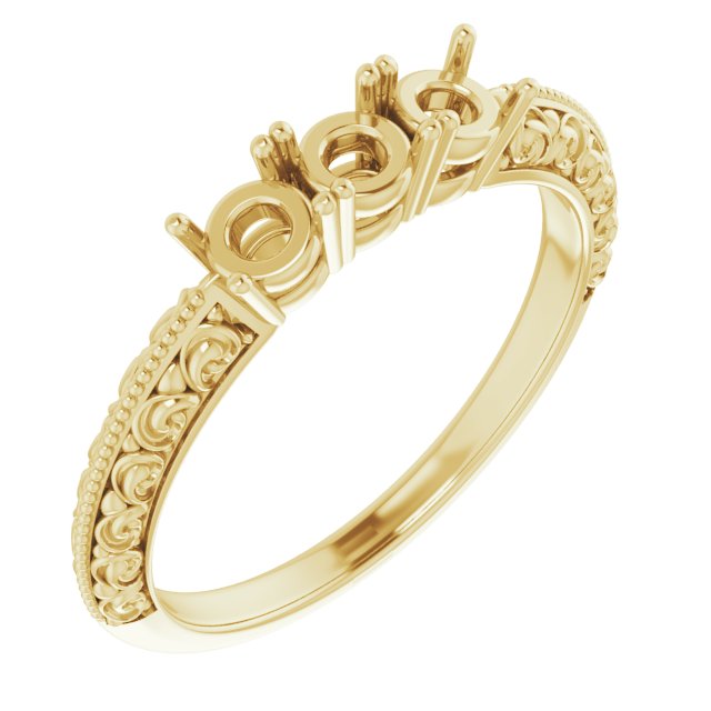 Milgrain Sculptural Three-Stone Anniversary Band