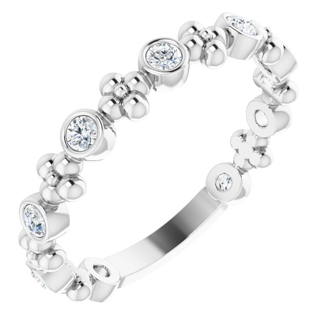 14K White 1/4 CTW Diamond Beaded Ring