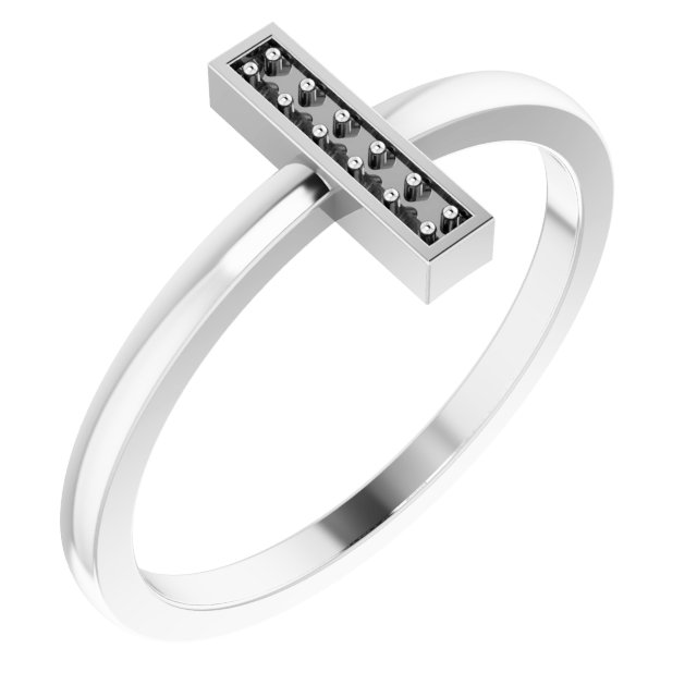 14K White .05 CTW Diamond Bar Ring