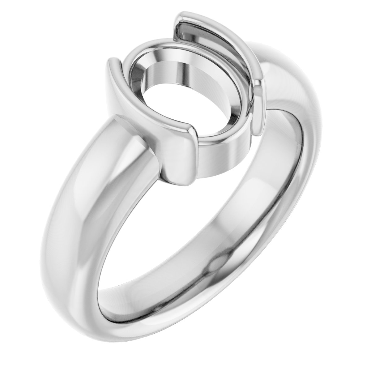 Half-Bezel Solitaire Engagement Ring