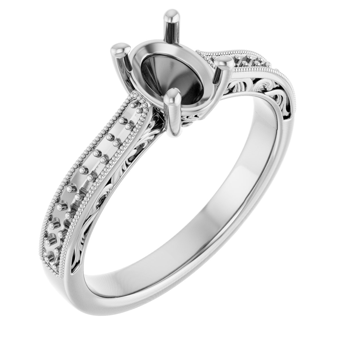 Accented Filigree Engagement Ring