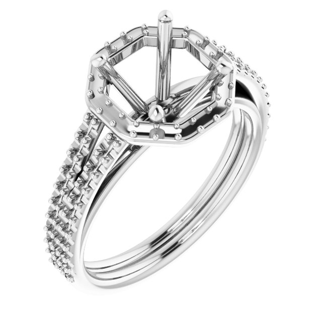 Halo-Style Double-Row Engagement Ring