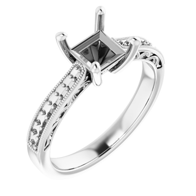 Accented Filigree Engagement Ring