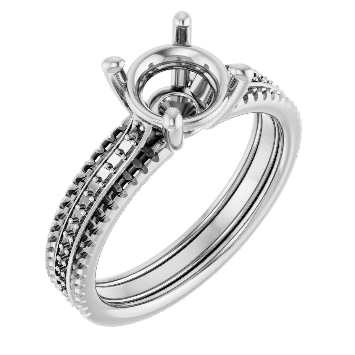 Accented Triple-Row Engagement Ring