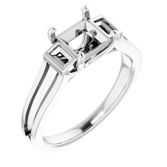 Baguette Accented Engagement Ring