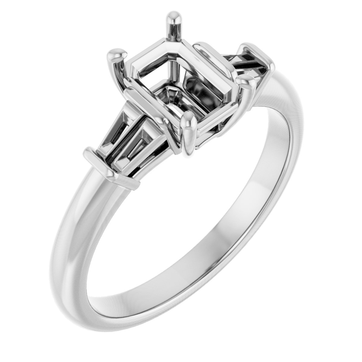 Baguette Accented Engagement Ring