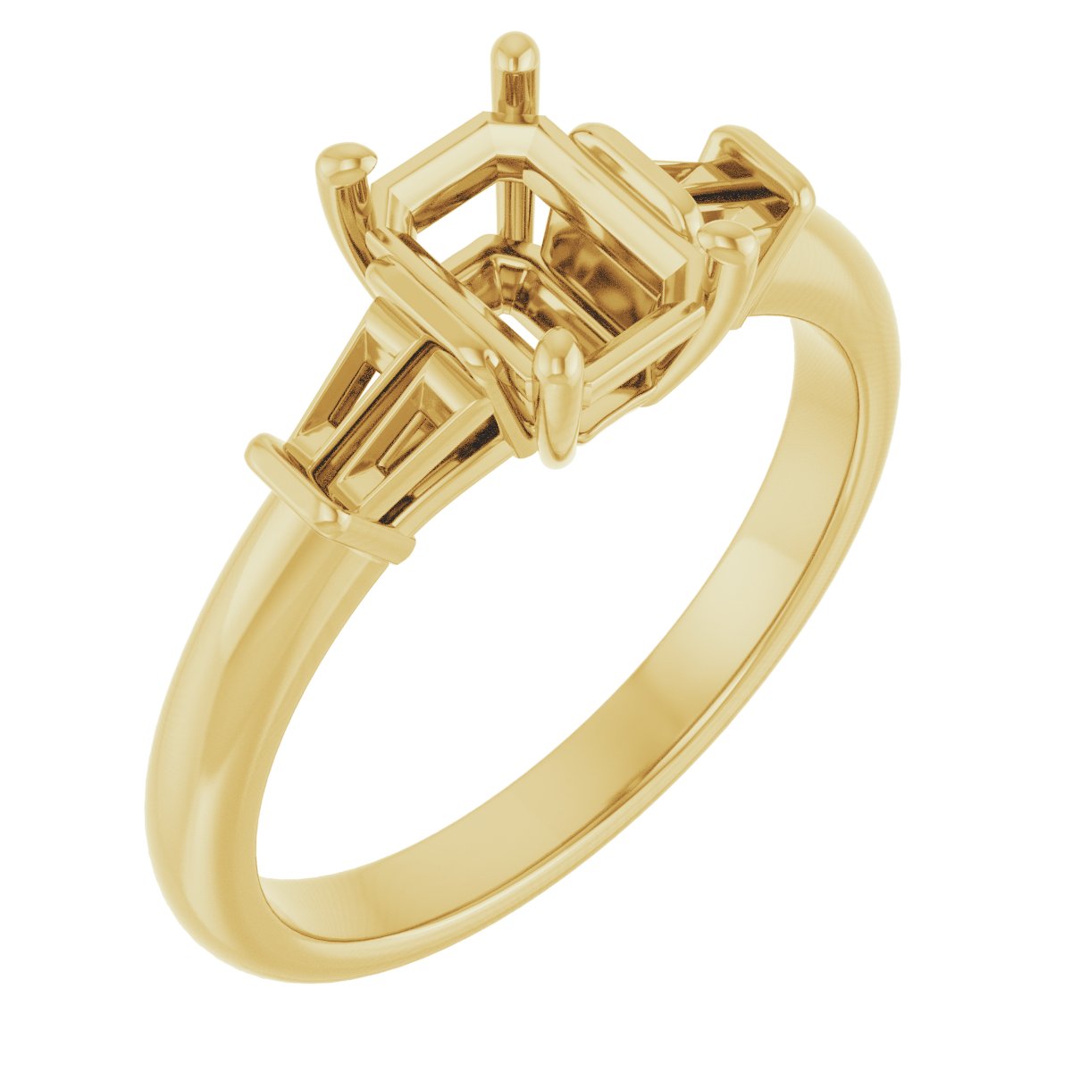 Baguette Accented Engagement Ring