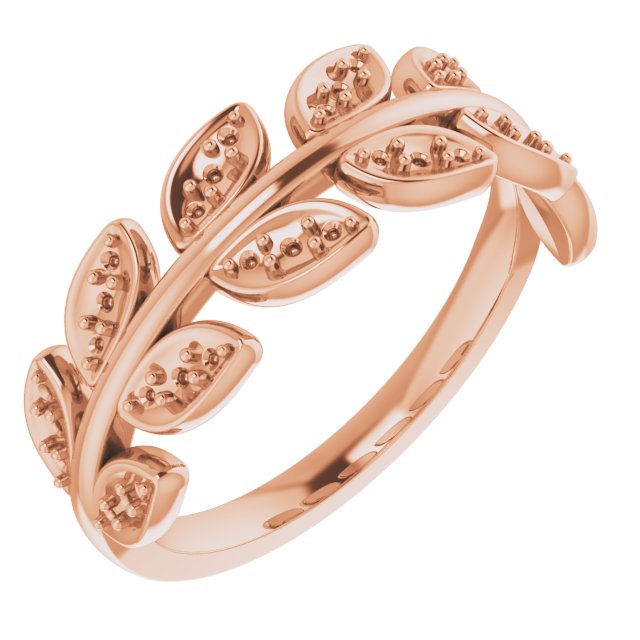 14K Rose 1/4 CTW Diamond Leaf Ring