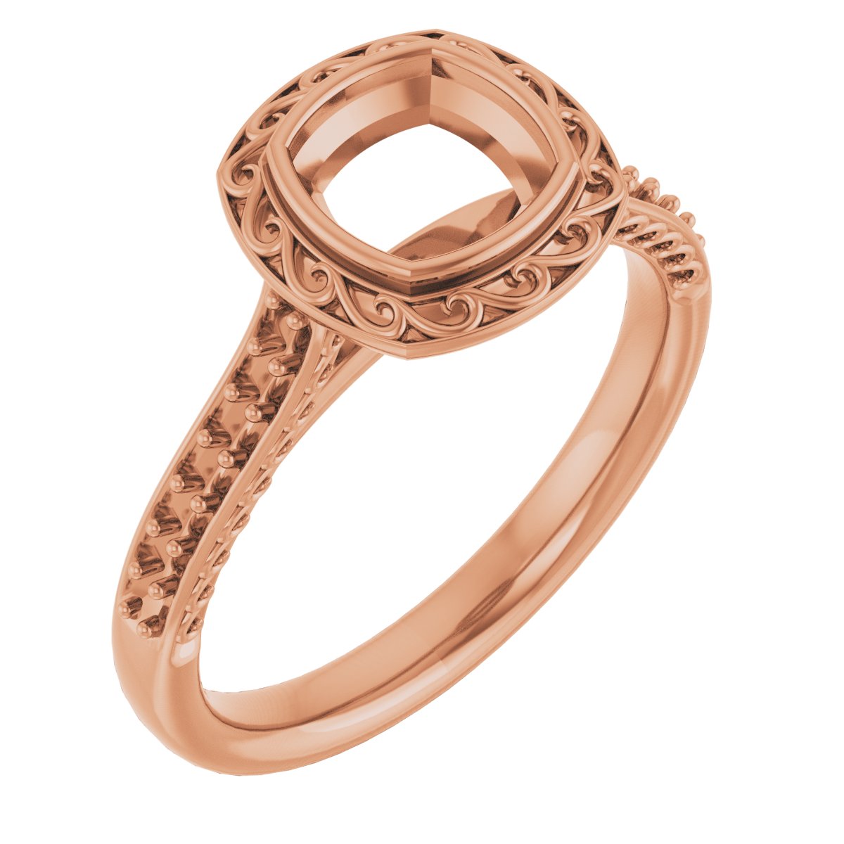 Bezel-Set Accented Scroll Engagement Ring