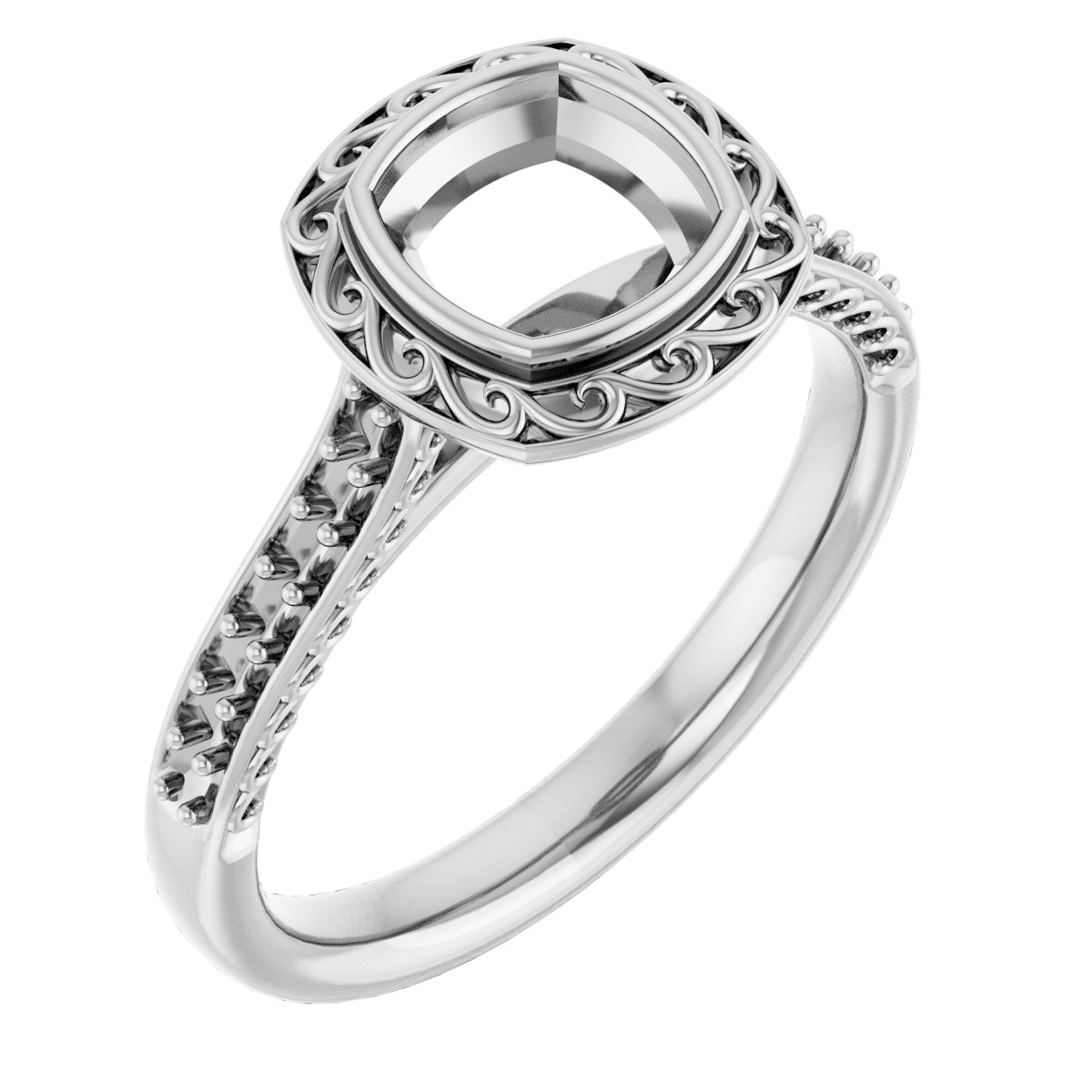 Bezel-Set Accented Scroll Engagement Ring