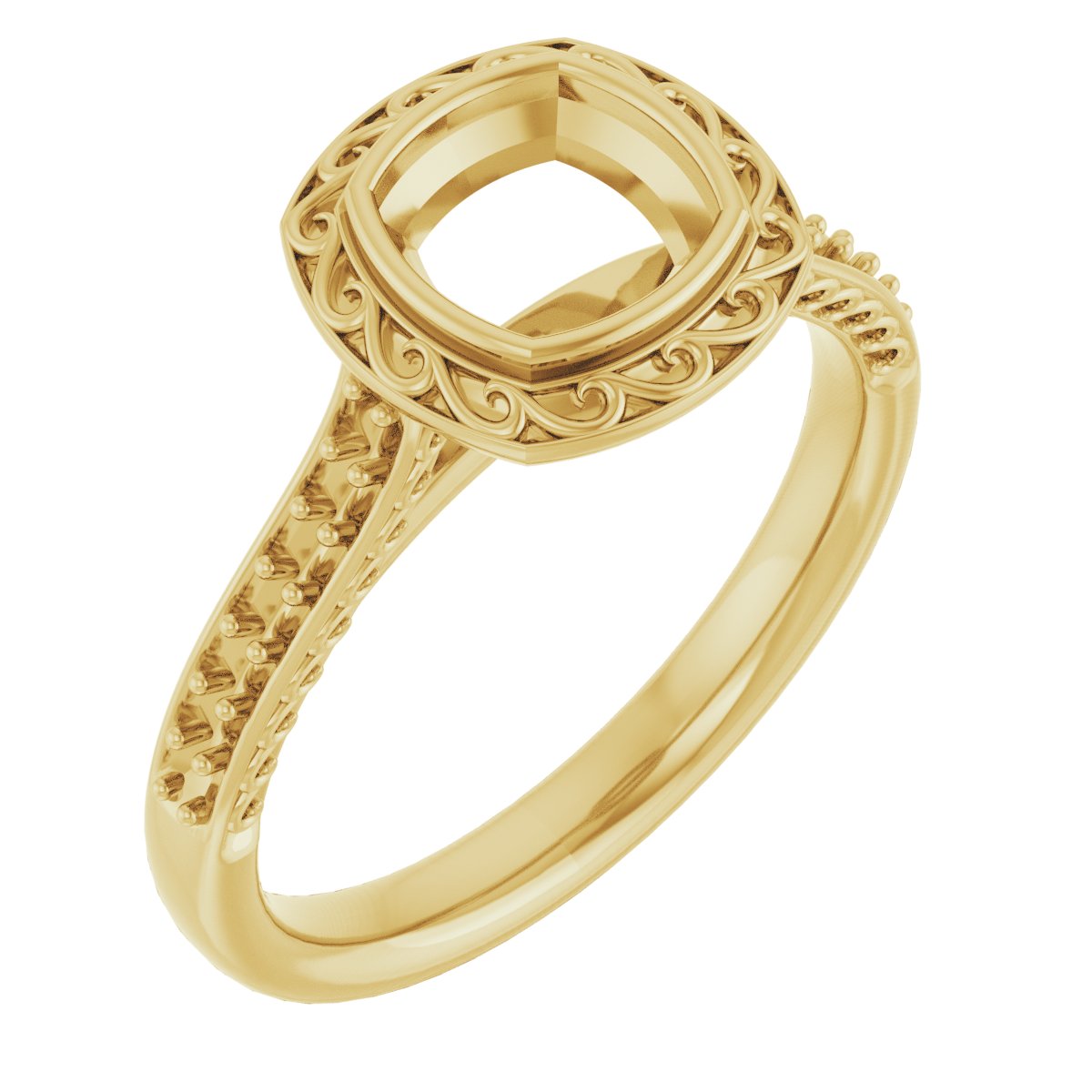 Bezel-Set Accented Scroll Engagement Ring