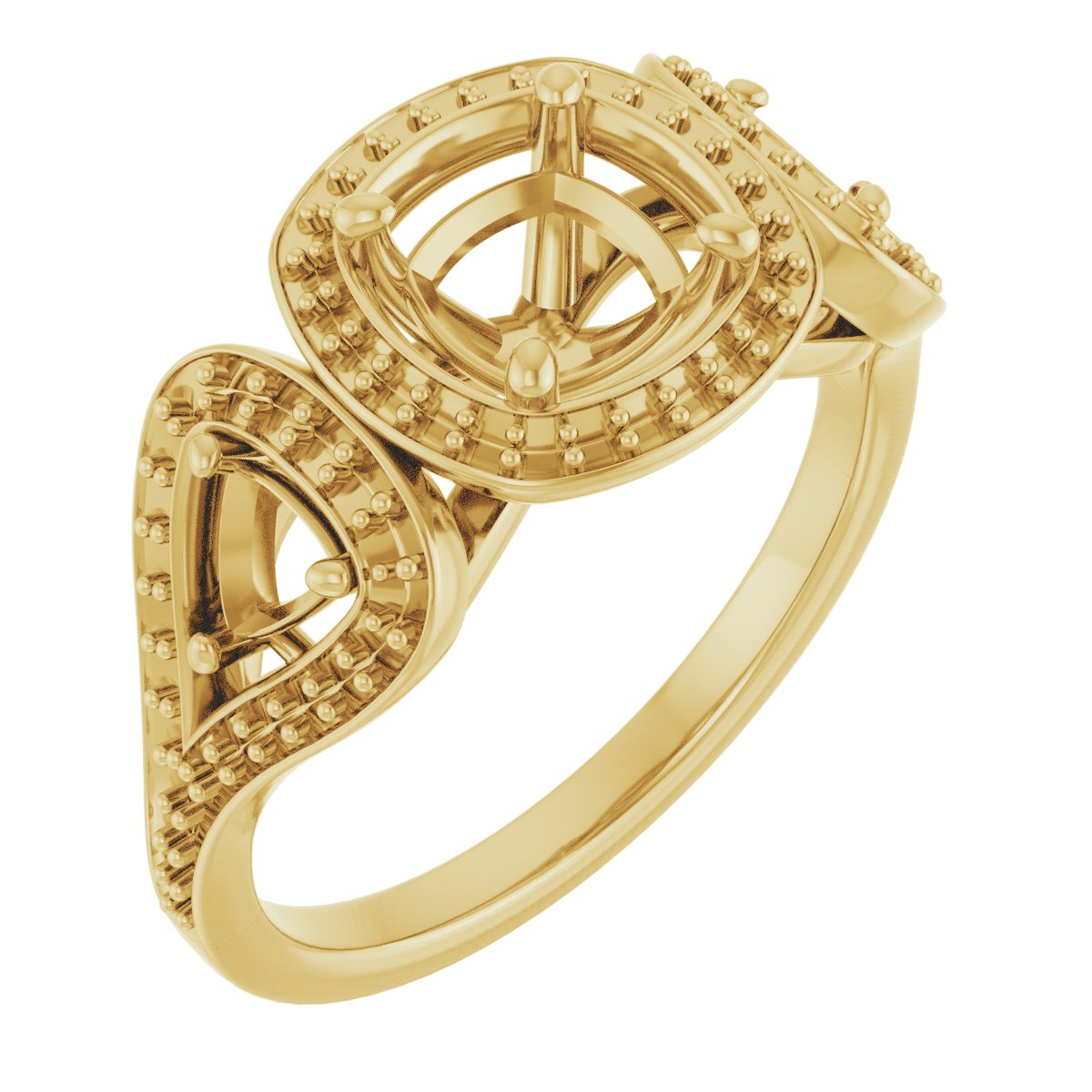 Three-Stone Halo-Style Engagement Ring
