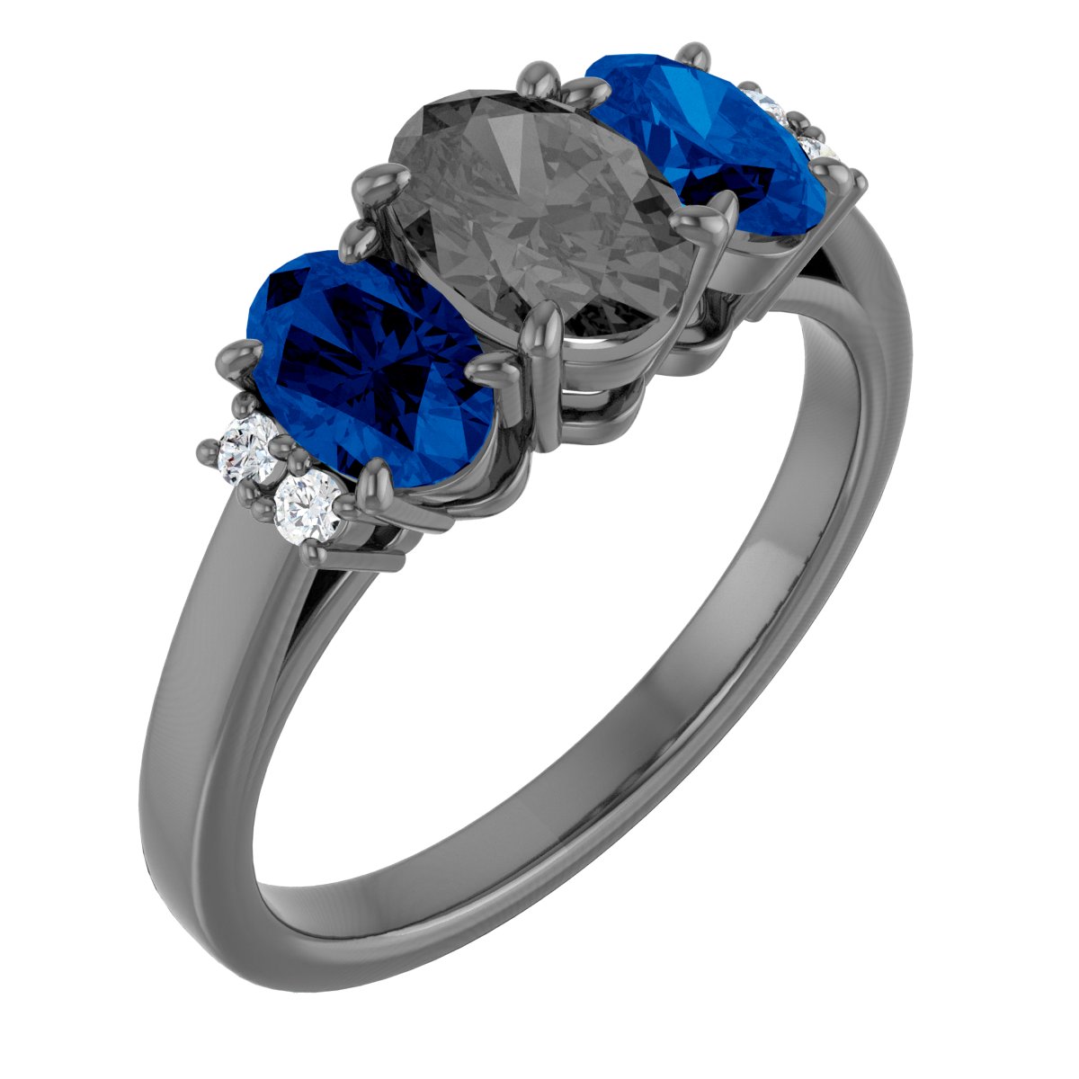 14K Rose Chatham Lab Created Blue Sapphire and .05 CTW Diamond Ring Ref 14069903