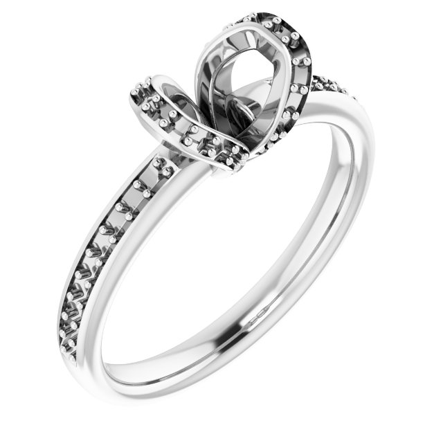 Half-Bezel Halo-Style Engagement Ring