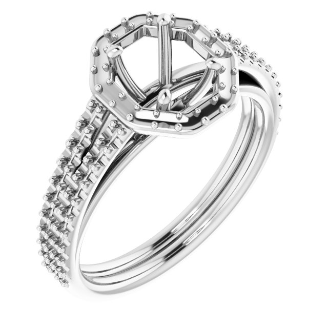 Halo-Style Double-Row Engagement Ring