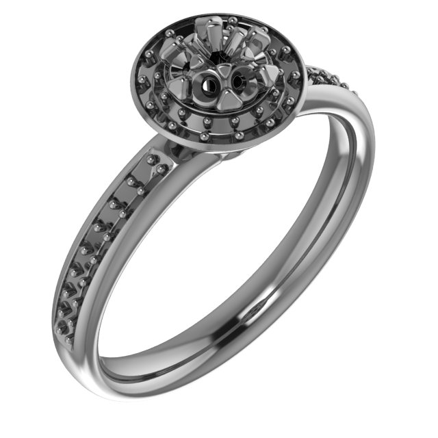 4.4 mm Round Cluster Halo-Style Engagement Ring Mounting
