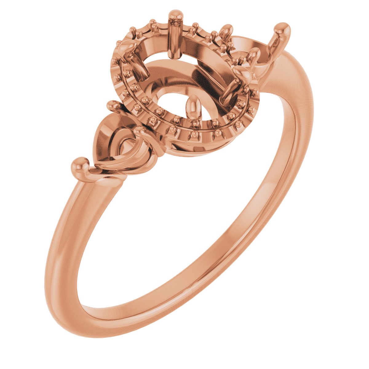 Three-Stone Halo-Style Engagement Ring or Band