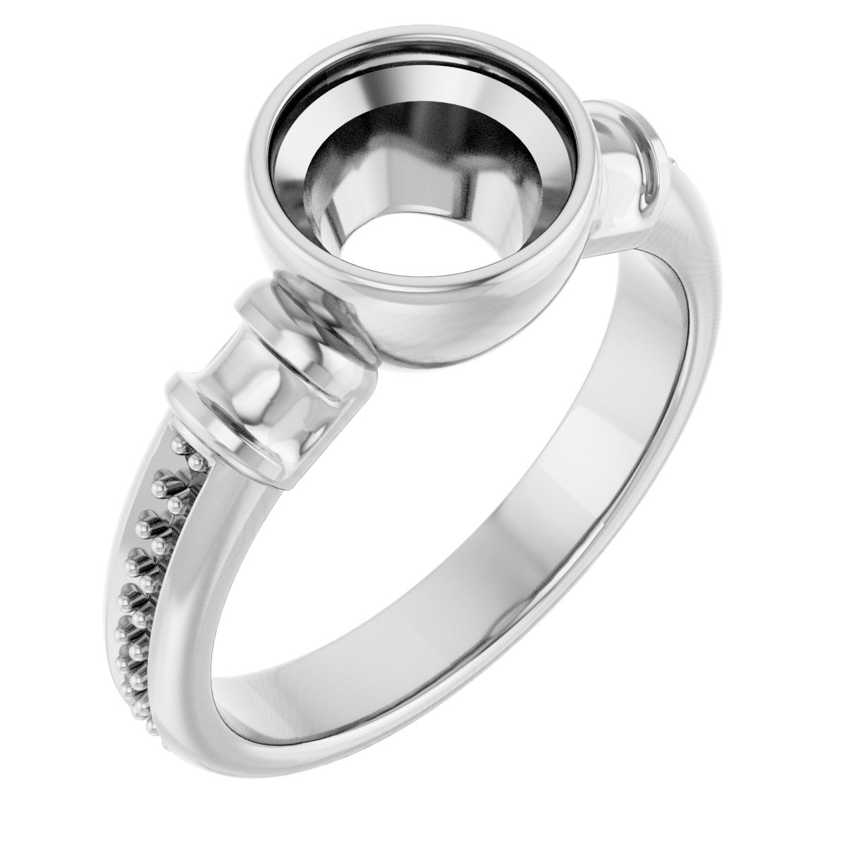 Bezel-Set Baguette Accented Engagement Ring